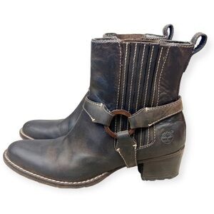 TIMBERLAND Leather Comformia Chelsea Harness Ankle Boot Brown 7